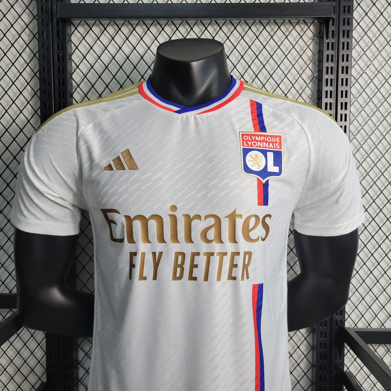 CAMISA VERSÃO PLAYER DO LYON 22/23 BRANCO E DOURADO